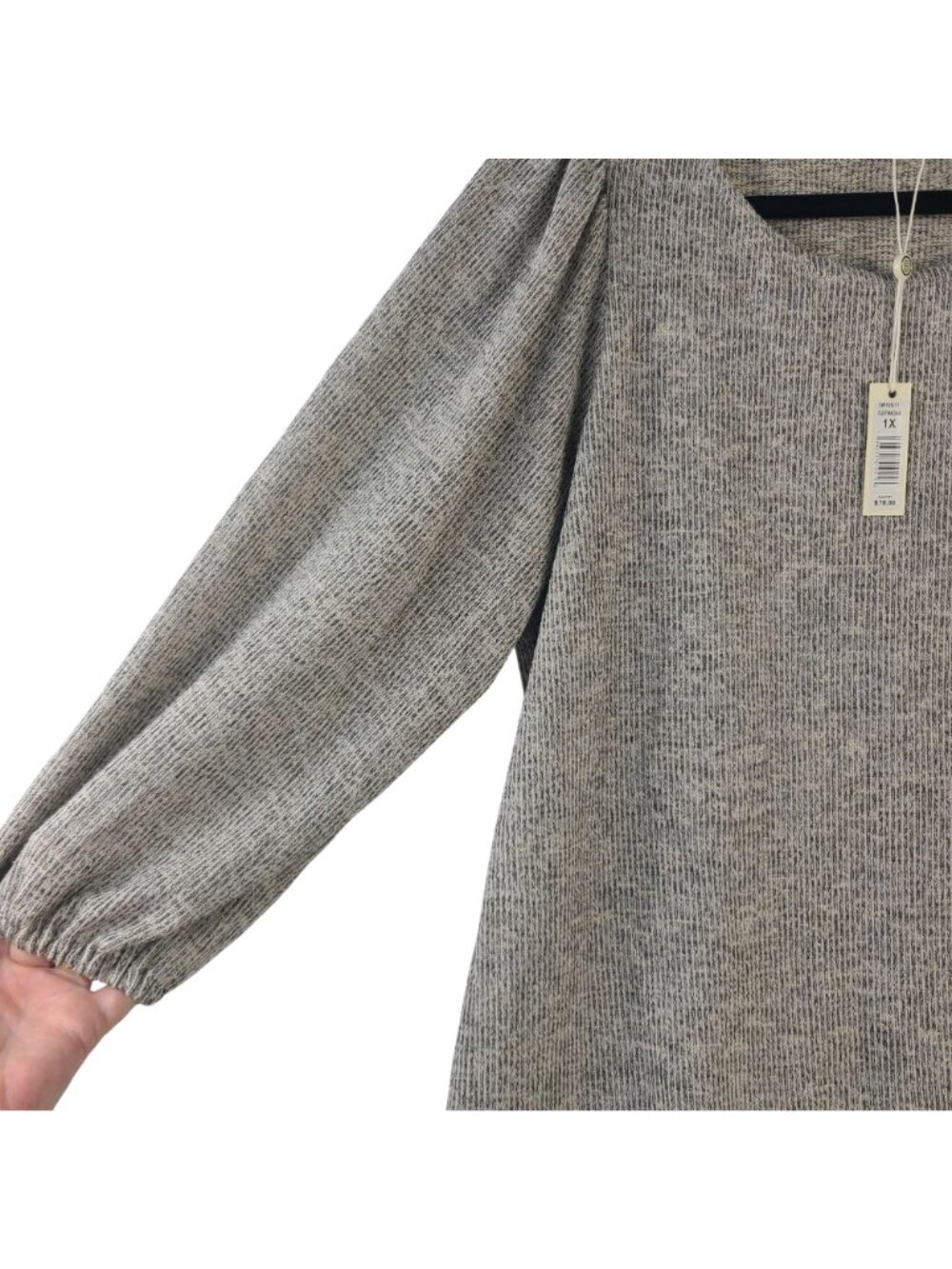 NEW Max Studio London Women's Gray/Beige Textured Tunic Sweater Top Sz 1X - Picture 4 of 8